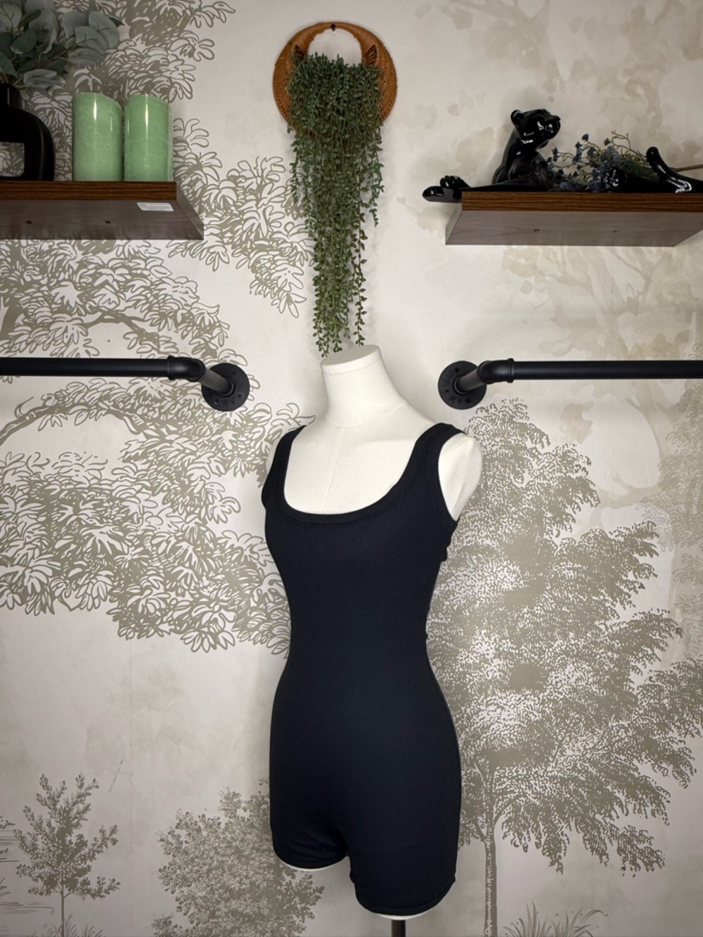 Skims  Black Scoop-Neck Bodysuit Romper - Women Intimates & Sleepwear